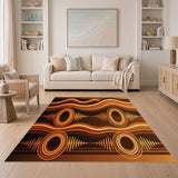 Orange Retro Wave Area Rug