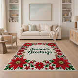 Season's Greetings Poinsettia Area Rug