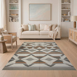 Brown Tan Geometric Southwestern Woven Rug