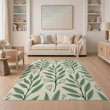 Green Leaf Floral Pattern Area Rug