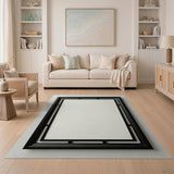 Black Grid Geometric Modern Area Rug
