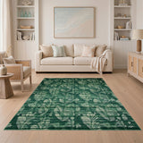 Striped Green Fern Leaf Area Rug