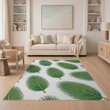 Vibrant Green Palm Frond Coastal Area Rug