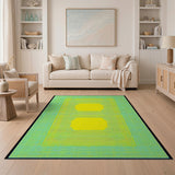 Teal Grid Yellow Geometric Area Rug
