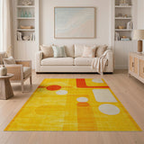 Vibrant Yellow Geometric Abstract Area Rug
