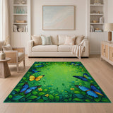 Whimsical Butterfly Garden Frame Area Rug