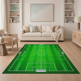 Green Green Soccer Pitch Area Rug