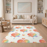 Rainbow Paw Heart Kids Washable Area Rug