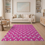 Vibrant Pink Floral Repeating Area Rug