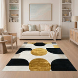 Gold and Silver Modern Gold Geometric Area Rug