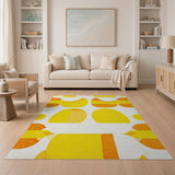 Vibrant Yellow Orange Geometric Modern Rug
