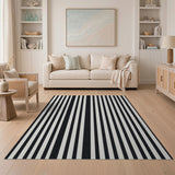 Black and White Geometric Modern Bold Black White Vertical Stripe Rug