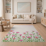 Blush Pink Daisy Meadow Area Rug