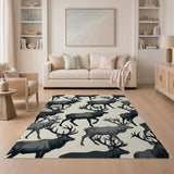 Majestic Elk Silhouette Repeat Area Rug