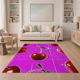 Vibrant Cherry Fruit Pattern Pink Area Rug