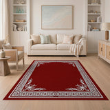 Red Ornate Red Persian Border Area Rug