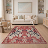 Bold Red Heritage Tribal Area Rug