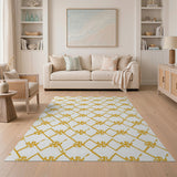 Yellow Diamond Lattice Geometric Area Rug