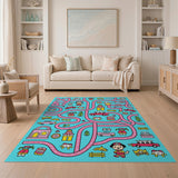 Whimsical Kids Maze Road Adventure Rug