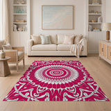 Vibrant Pink Mandala Bird Persian Rug