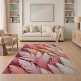 Vibrant Pink Orange Feather Layered Area Rug