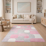 Pink Geometric Shapes Area Rug
