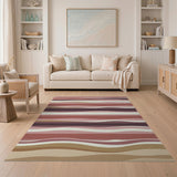 Wavy Layered Pink Red Abstract Area Rug