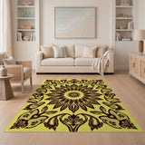 Vibrant Yellow Persian Sun Mandala Rug