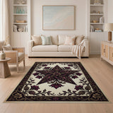 Ornate Purple Star Floral Area Rug