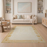 Gold Outline Nested Geometric Cream Area Rug
