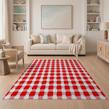 Red Red White Gingham Checkered Area Rug