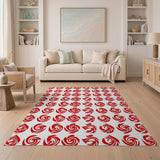 Abstract Area Red Bold Red Swirl Abstract Area Rug