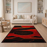 Bold Red Sunset Geometric Area Rug