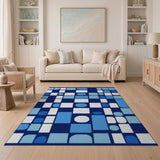 Blue and Teal Modern Blue Mosaic Geometric Area Rug