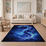 Blue and Teal Electric Blue Dragon Storm Area Rug