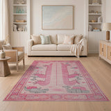 Whimsical Pink Dinosaur Adventure Kids Rug