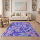Purple Swirling Floral Area Rug