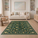 Green Emerald Green Gold Floral Persian Area Rug