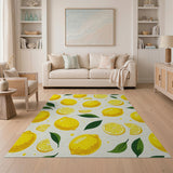 Vibrant Lemon Slices Leaves Area Rug