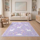 Purple Unicorn Rainbow Kids Area Rug