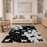 Celestial Cats Black White Area Rug