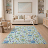 Purple Lotus Floral Teal Area Rug