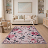Floral Vintage Pink Rose Floral Area Rug