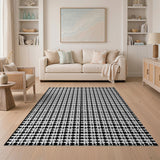Black and White Black White Houndstooth Geometric Area Rug