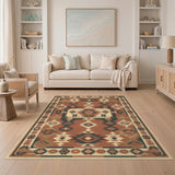 Southwestern Geometric Area Rug in Brown Tan Southwestern Rug