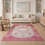 Pink Pink Heritage Tribal Geometric Area Rug