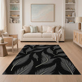 Midnight Gray Feathers Area Rug