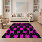 Bold Pink Hexagon Geometric Area Rug
