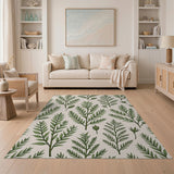 Green Fern Leaf Pattern Area Rug
