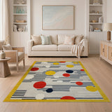 Yellow Border Multi-Color Geometric Modern Rug